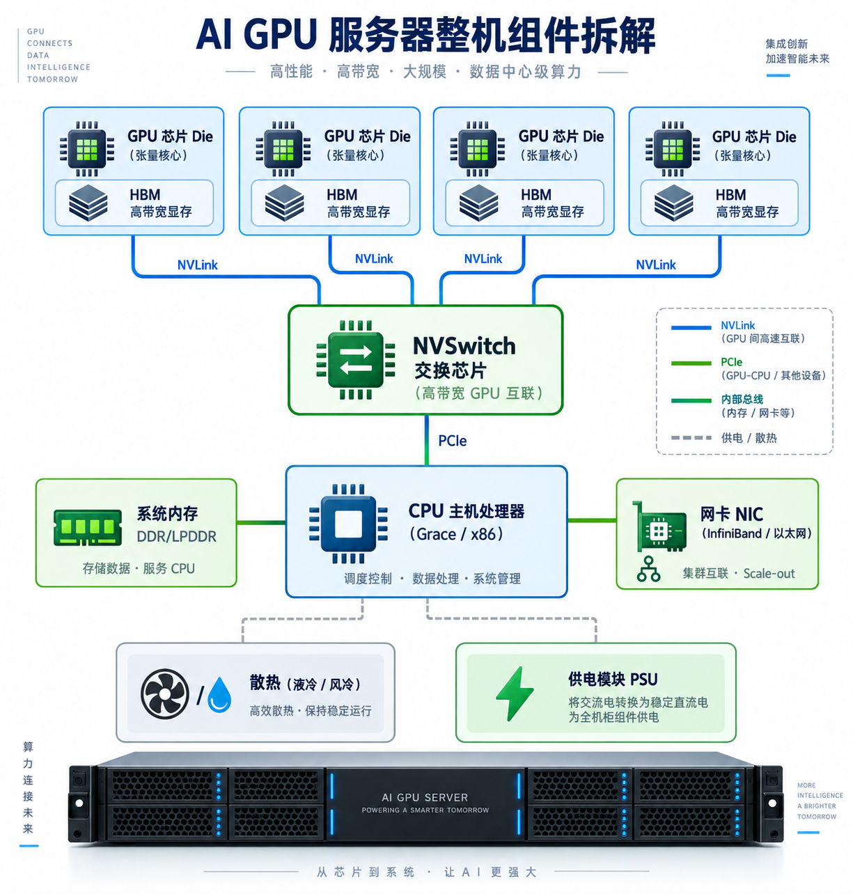 AI GPU 服务器整机组件拆解