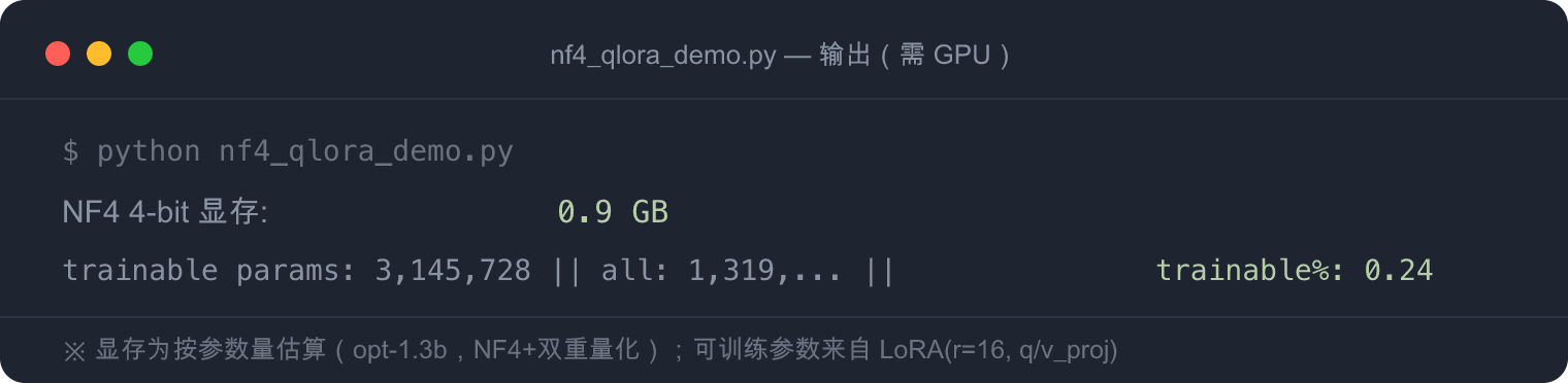 NF4 + QLoRA 参考输出
